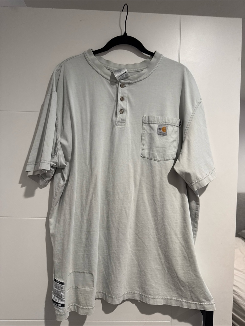 2XL FR Carhartt Grey Short Sleeve T Shirt  Fire Resistant Light Grey Buttons